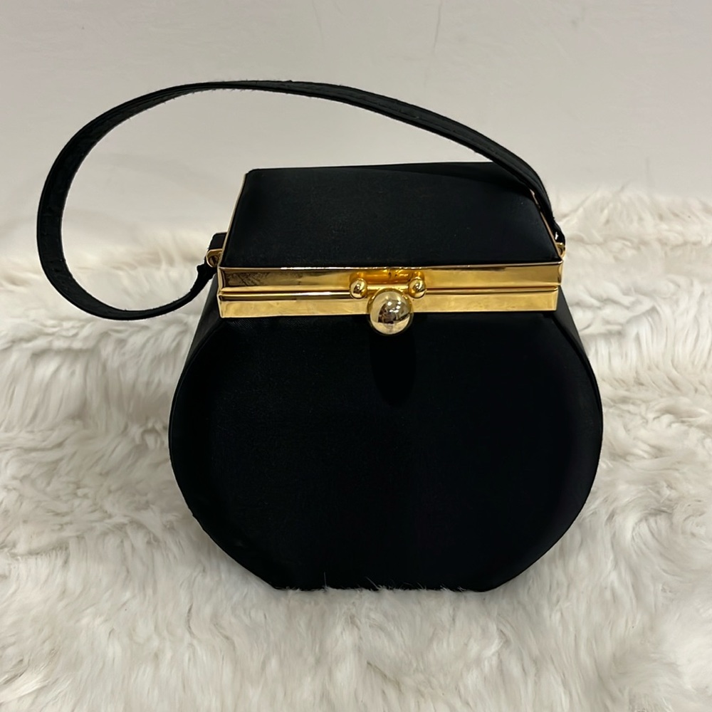 Vintage 90s Carla Marchi Black Hand Mini Bag Purse Velvet Y2K Trending Chic
